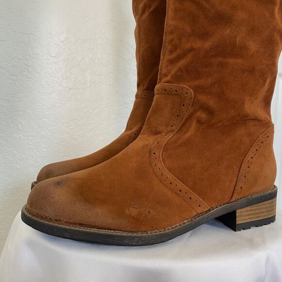 Qupid Boho Western Brown Tan Faux Suede Over The Knee Riding Boots US 8 - Picture 5 of 8